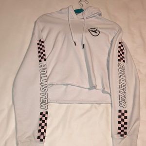 Hollister white cropped hoodie